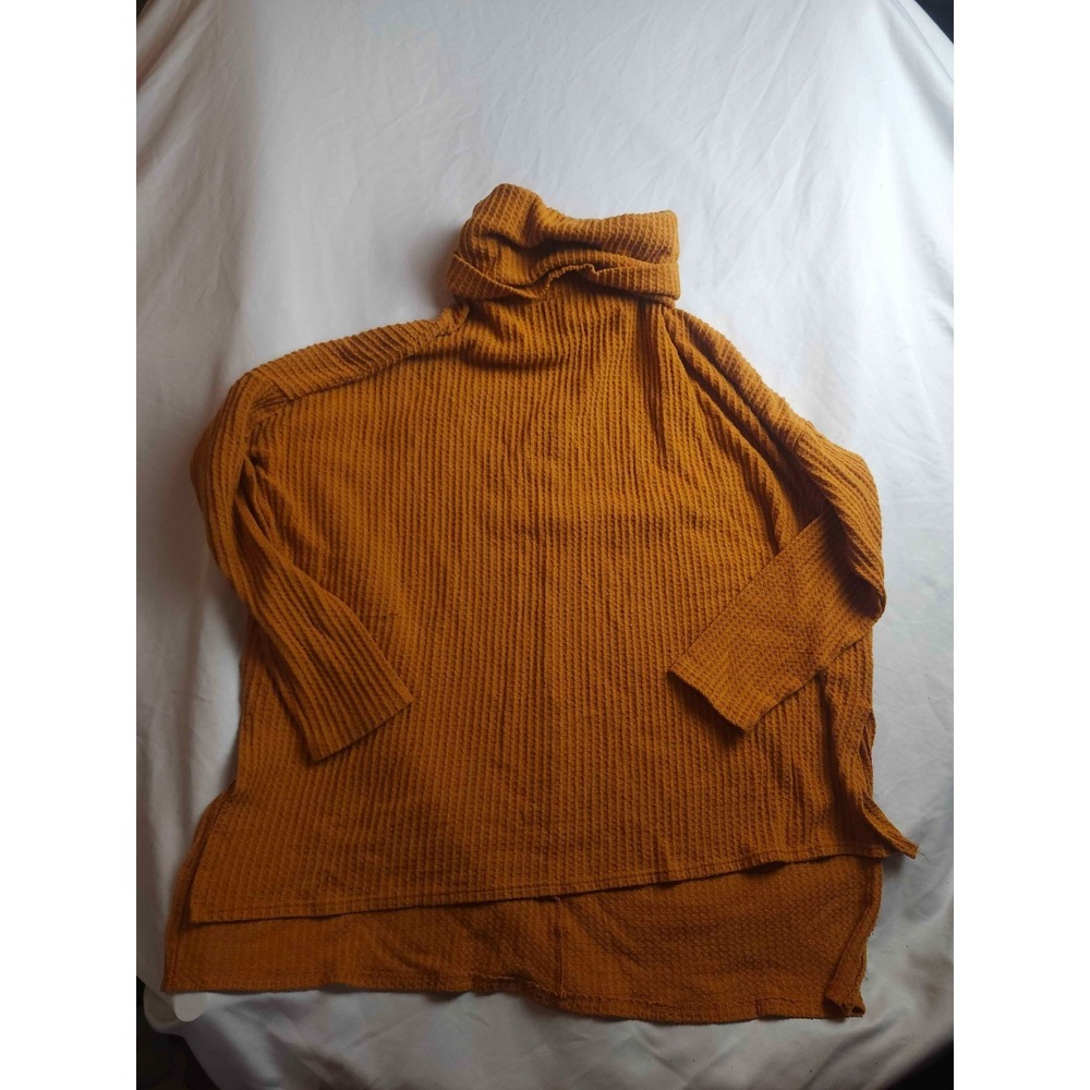 Zenana Sweater Womens Large Orange Ribbed Knit Pullover Cowl‎ Neck Long Sleeve